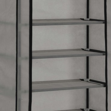 vidaXL Παπουτσοθήκη με Κάλυμμα Γκρι 57x29x162cm Υφασμάτινη
