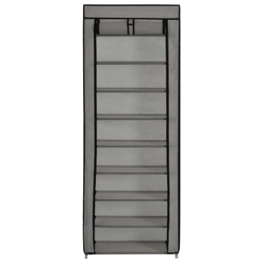 vidaXL Παπουτσοθήκη με Κάλυμμα Γκρι 57x29x162cm Υφασμάτινη