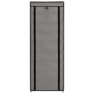 vidaXL Παπουτσοθήκη με Κάλυμμα Γκρι 57x29x162cm Υφασμάτινη