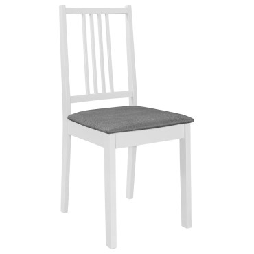 vidaXL Καρέκλες Τραπεζαρίας με Μαξιλάρια 2 τεμ. Λευκές από Μασίφ Ξύλο 40x49x88,5cm