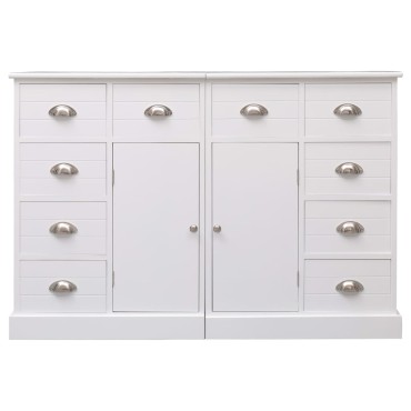 vidaXL Ντουλάπι με 10 Συρτάρια Λευκό 113x30x79cm από Ξύλο 1 τεμ.