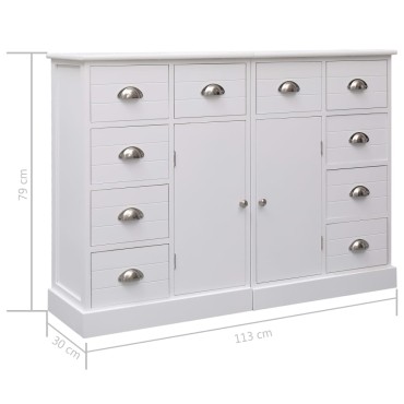 vidaXL Ντουλάπι με 10 Συρτάρια Λευκό 113x30x79cm από Ξύλο 1 τεμ.