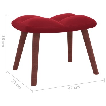 vidaXL Πολυθρόνα Relax Μπορντό Βελούδινη με Σκαμπό 61,5x69x95,5cm 1 τεμ.