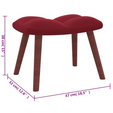vidaXL Πολυθρόνα Relax Μπορντό Βελούδινη με Σκαμπό 61,5x69x95,5cm 1 τεμ.