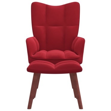 vidaXL Πολυθρόνα Relax Μπορντό Βελούδινη με Σκαμπό 61,5x69x95,5cm 1 τεμ.