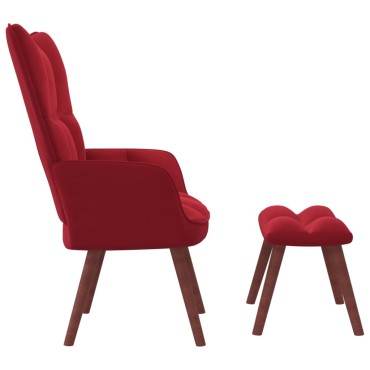 vidaXL Πολυθρόνα Relax Μπορντό Βελούδινη με Σκαμπό 61,5x69x95,5cm 1 τεμ.