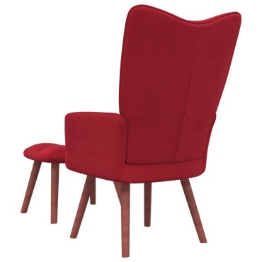 vidaXL Πολυθρόνα Relax Μπορντό Βελούδινη με Σκαμπό 61,5x69x95,5cm 1 τεμ.