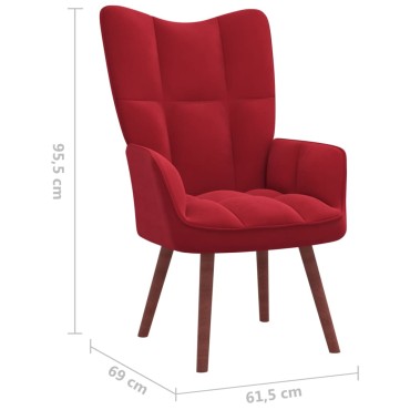 vidaXL Πολυθρόνα Relax Μπορντό Βελούδινη με Σκαμπό 61,5x69x95,5cm 1 τεμ.