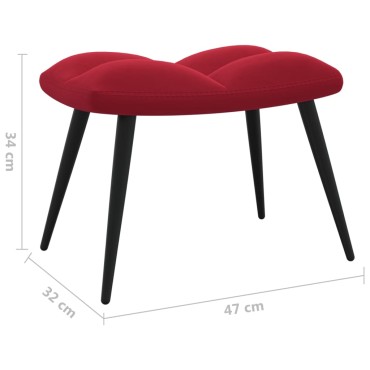 vidaXL Πολυθρόνα Relax Μπορντό Βελούδινη με Σκαμπό 61x70x96,5cm 1 τεμ.