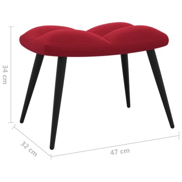 vidaXL Πολυθρόνα Relax Μπορντό Βελούδινη με Σκαμπό 61x70x96,5cm 1 τεμ.