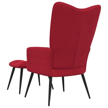vidaXL Πολυθρόνα Relax Μπορντό Βελούδινη με Σκαμπό 61x70x96,5cm 1 τεμ.