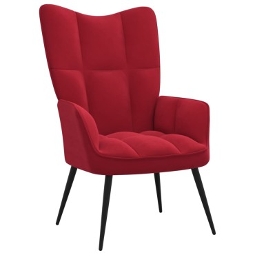 vidaXL Πολυθρόνα Relax Μπορντό Βελούδινη με Σκαμπό 61x70x96,5cm 1 τεμ.