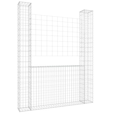 vidaXL Συρματοκιβώτιο σε U Σχήμα με 2 Στύλους 140x20x200cm Σιδερένιο