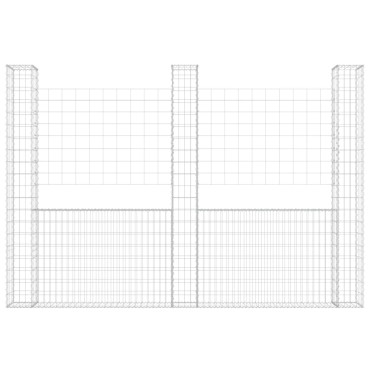 vidaXL Συρματοκιβώτια σε U Σχήμα με 3 Στύλους 260x20x200 εκ Σιδερένιο