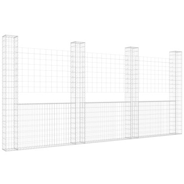 vidaXL Συρματοκιβώτιο σε U Σχήμα με 4 Στύλους 380x20x200cm Σιδερένιο