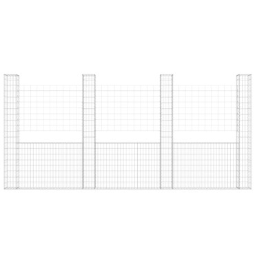 vidaXL Συρματοκιβώτιο σε U Σχήμα με 4 Στύλους 380x20x200cm Σιδερένιο