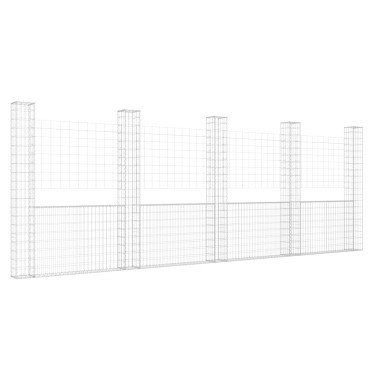 vidaXL Συρματοκιβώτιο σε U Σχήμα με 5 Στύλους 500x20x200cm Σιδερένιο