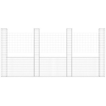 vidaXL Συρματοκιβώτιο σε U Σχήμα με 5 Στύλους 500x20x200cm Σιδερένιο