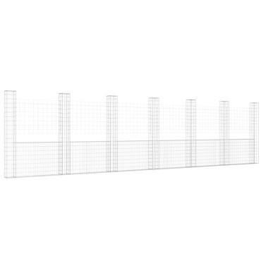 vidaXL Συρματοκιβώτιο σε U Σχήμα με 7 Στύλους 740x20x200cm Σιδερένιο