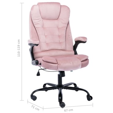 vidaXL Καρέκλα Γραφείου Ροζ Βελούδινη 67x71x(110-119)cm 1 τεμ.