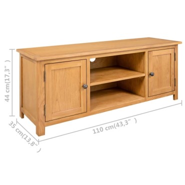 vidaXL Έπιπλο Τηλεόρασης 110x35x44cm από Μασίφ Ξύλο Δρυός