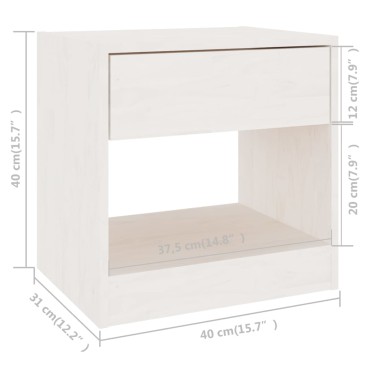 vidaXL Κομοδίνο Λευκό 40x31x40cm από Μασίφ Ξύλο Πεύκου 1 τεμ.