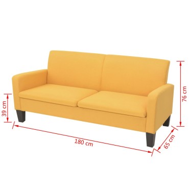 vidaXL Καναπές Τριθέσιος Κίτρινος 180x65x76cm 1 τεμ.