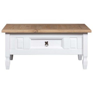 vidaXL Τραπέζι Σαλονιού Μεξικ. Στιλ Corona Λευκό 100x55x44cm Πεύκο 1 τεμ.