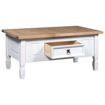 vidaXL Τραπέζι Σαλονιού Μεξικ. Στιλ Corona Λευκό 100x55x44cm Πεύκο 1 τεμ.