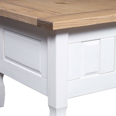 vidaXL Τραπέζι Σαλονιού Μεξικ. Στιλ Corona Λευκό 100x55x44cm Πεύκο 1 τεμ.