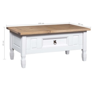 vidaXL Τραπέζι Σαλονιού Μεξικ. Στιλ Corona Λευκό 100x55x44cm Πεύκο 1 τεμ.