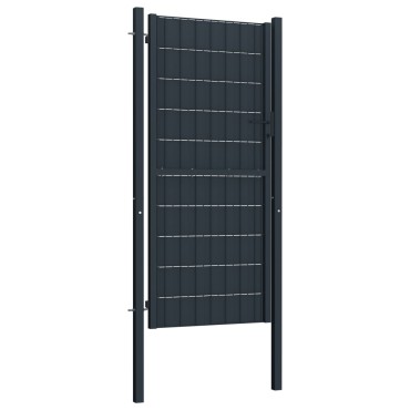 vidaXL Πόρτα Περίφραξης Ανθρακί 100 x 204 εκ. από PVC / Ατσάλι