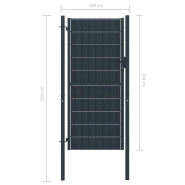 vidaXL Πόρτα Περίφραξης Ανθρακί 100 x 204 εκ. από PVC / Ατσάλι