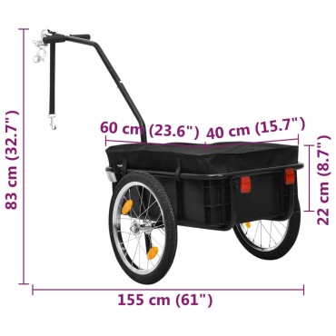 vidaXL Τρέιλερ ποδηλάτου Μαύρο 155x60x83 εκ. Ατσάλι