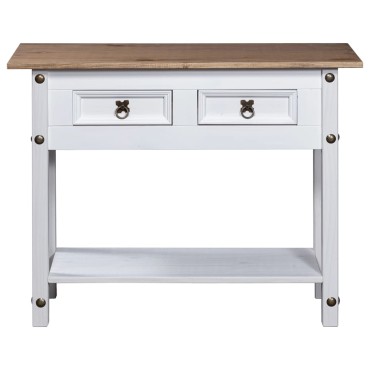 vidaXL Τραπέζι Κονσόλα Μεξικ. Corona Λευκό 90x34,5x73cm Ξύλο Πεύκου 1 τεμ.