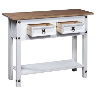 vidaXL Τραπέζι Κονσόλα Μεξικ. Corona Λευκό 90x34,5x73cm Ξύλο Πεύκου 1 τεμ.