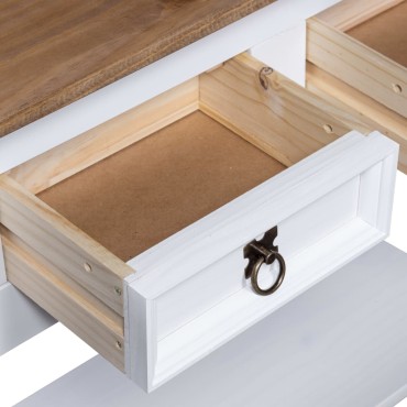 vidaXL Τραπέζι Κονσόλα Μεξικ. Corona Λευκό 90x34,5x73cm Ξύλο Πεύκου 1 τεμ.
