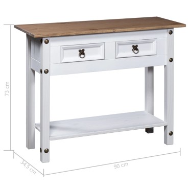 vidaXL Τραπέζι Κονσόλα Μεξικ. Corona Λευκό 90x34,5x73cm Ξύλο Πεύκου 1 τεμ.