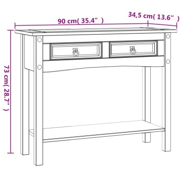 vidaXL Τραπέζι Κονσόλα Μεξικ. Corona Λευκό 90x34,5x73cm Ξύλο Πεύκου 1 τεμ.