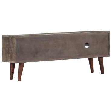 vidaXL Έπιπλο Τηλεόρασης Γκρι 130x30x46cm Μασίφ Ακατέργ. Ξύλο Μάνγκο