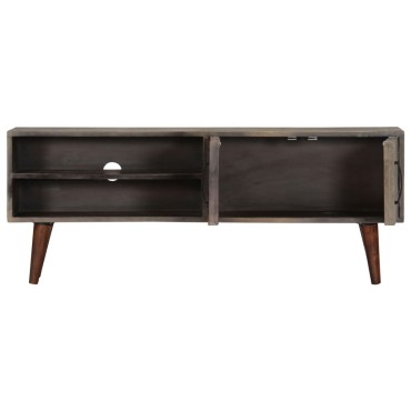 vidaXL Έπιπλο Τηλεόρασης Γκρι 130x30x46cm Μασίφ Ακατέργ. Ξύλο Μάνγκο