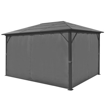 vidaXL Κιόσκι με Κουρτίνα Ανθρακί 400 x 300 εκ. από Αλουμίνιο