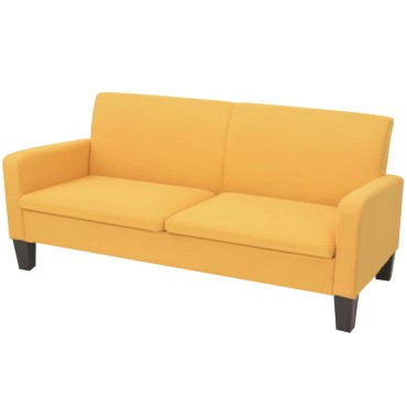vidaXL Σετ Σαλονιού 2 τεμ. Κίτρινο Υφασμάτινο 135x65x76cm  Διθέσιος Τριθέσιος