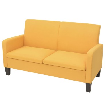 vidaXL Σετ Σαλονιού 2 τεμ. Κίτρινο Υφασμάτινο 135x65x76cm  Διθέσιος Τριθέσιος