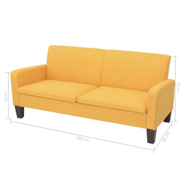 vidaXL Σετ Σαλονιού 2 τεμ. Κίτρινο Υφασμάτινο 135x65x76cm  Διθέσιος Τριθέσιος