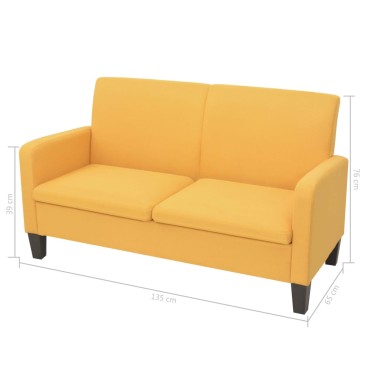vidaXL Σετ Σαλονιού 2 τεμ. Κίτρινο Υφασμάτινο 135x65x76cm  Διθέσιος Τριθέσιος