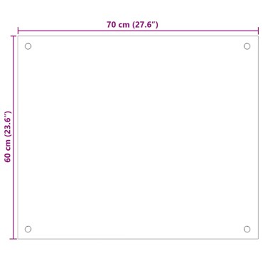 vidaXL Πλάτη Κουζίνας Λευκή 70 x 60 εκ. από Ψημένο Γυαλί