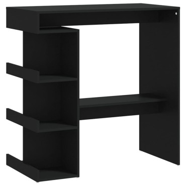 vidaXL Τραπέζι Μπαρ με Ράφια Μαύρο 100x50x101,5cm Επεξ. Ξύλο 1 τεμ.