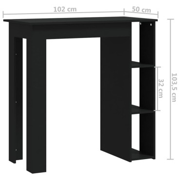 vidaXL Τραπέζι Μπαρ με Ράφια Μαύρο 102x50x103,5cmαπό Μοριοσανίδα 1 τεμ.