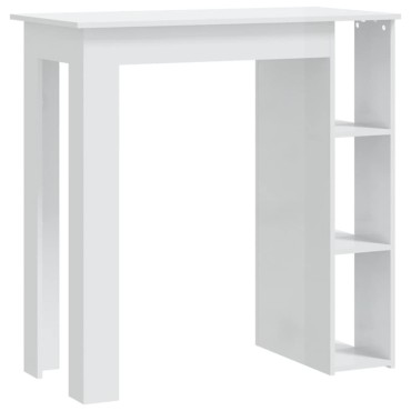 vidaXL Τραπέζι Κονσόλα με Ράφι Γυαλ. Λευκό 102x50x103,5cm Επεξ. Ξύλο 1 τεμ.